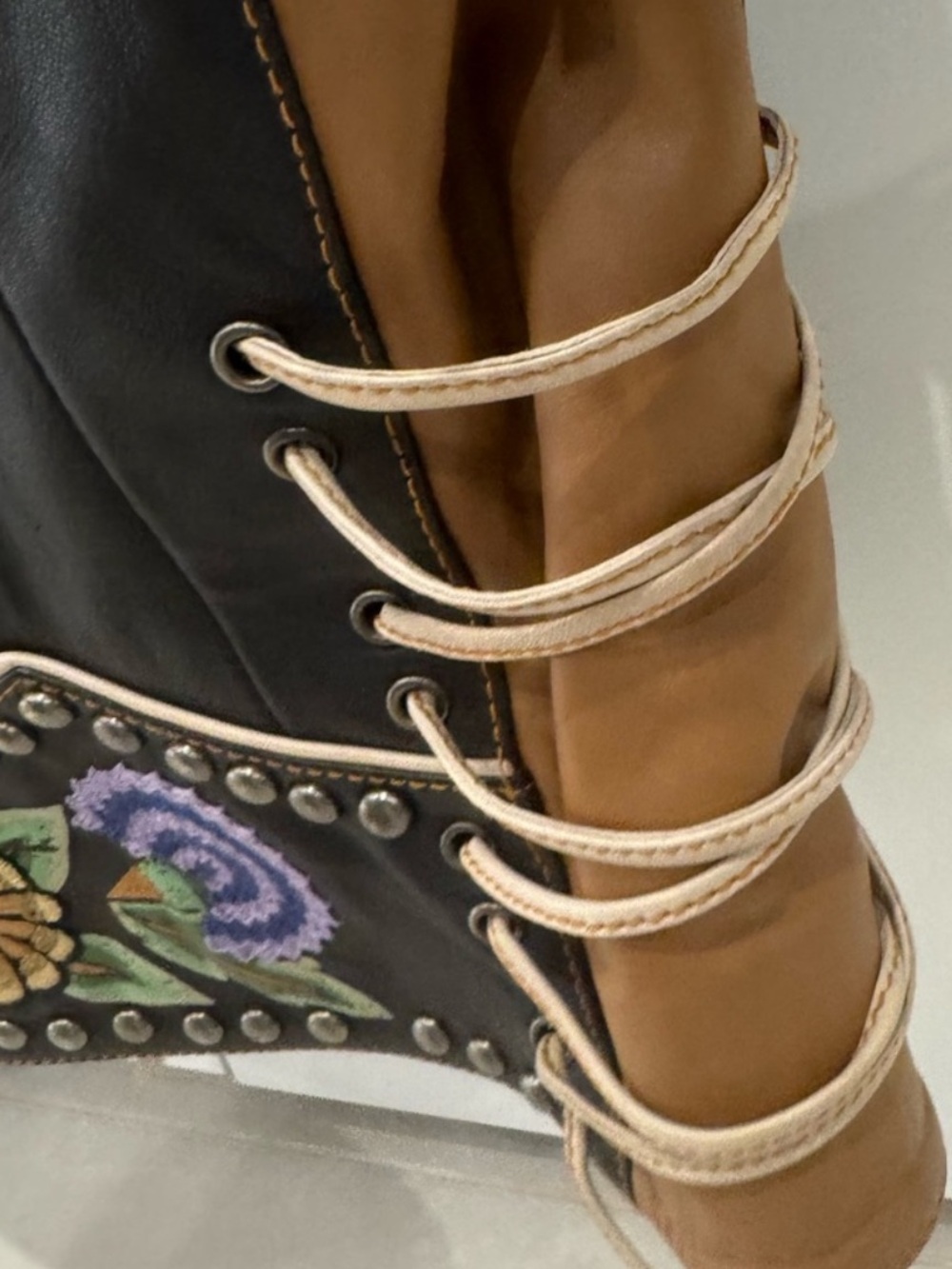 Double D Ranch Running on Empty leather biker jacket embroidered studs RTL $1395 - Picture 8 of 10